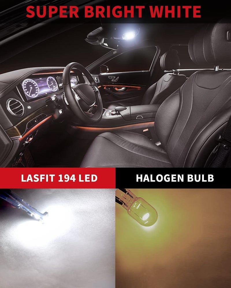 LASFIT لمبة LED 194 باللون الأبيض 6000K، مصابيح LED بديلة T10 168 بسعة 2825 W5W، لمبة خريطة القبة، ضوء الباب، ضوء المجاملة، ضوء لوحة السيارة، ضوء الصندوق الخلفي، فائق السطوع (حزمة من 4) - Image 2